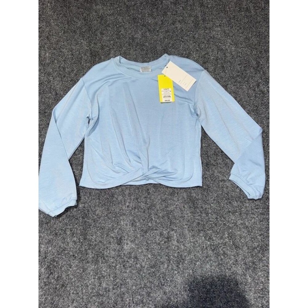 Girls Light Blue Long Sleeve Twist Front Top Size 6/7
